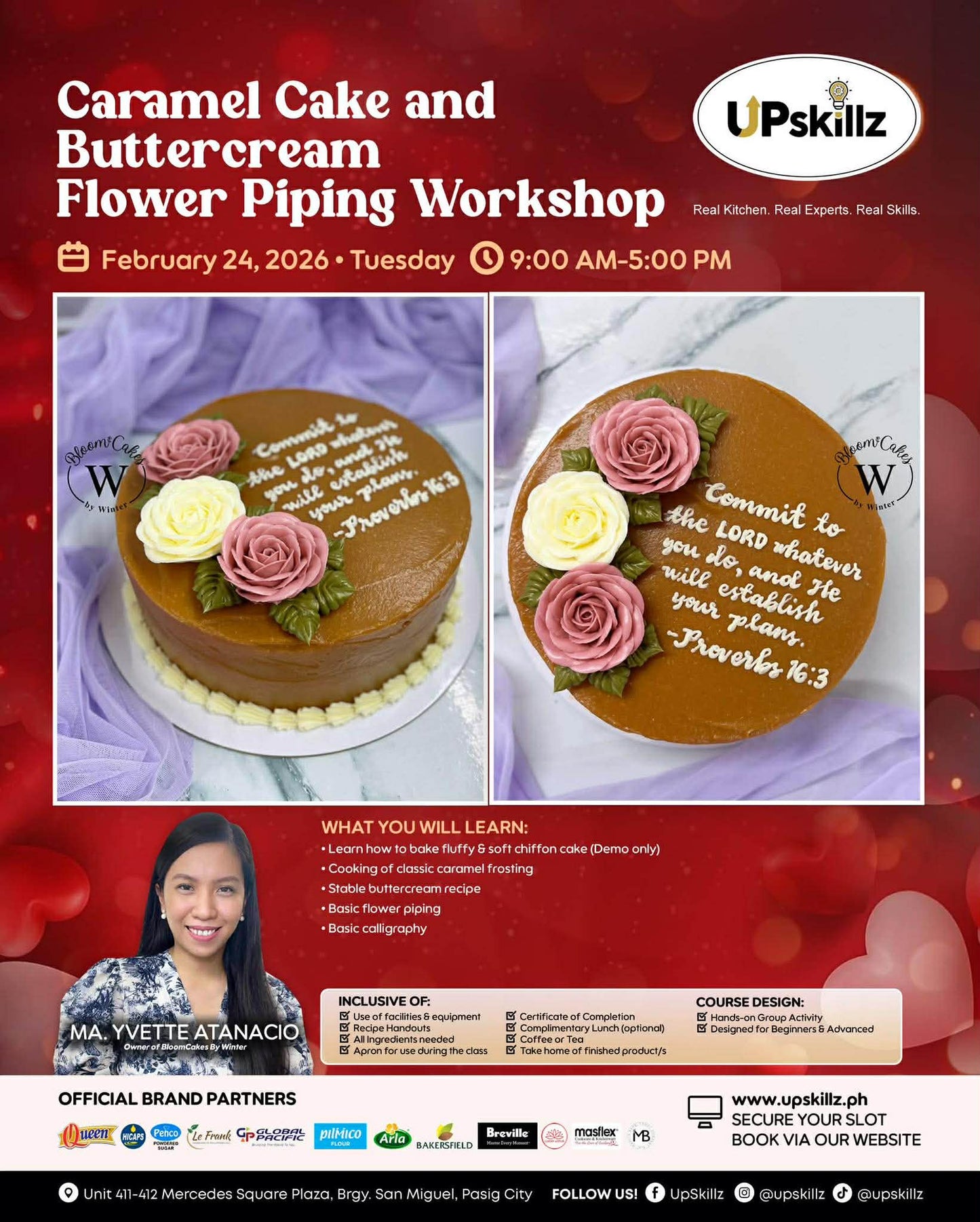 Caramel Cake and Buttercream Flower Piping Workshop- Feb 24