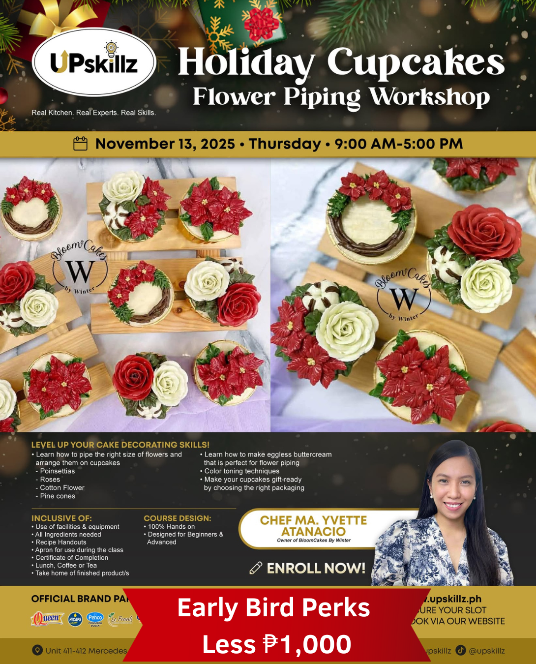 Holiday Cupcakes - Flower Piping Class- Nov 13