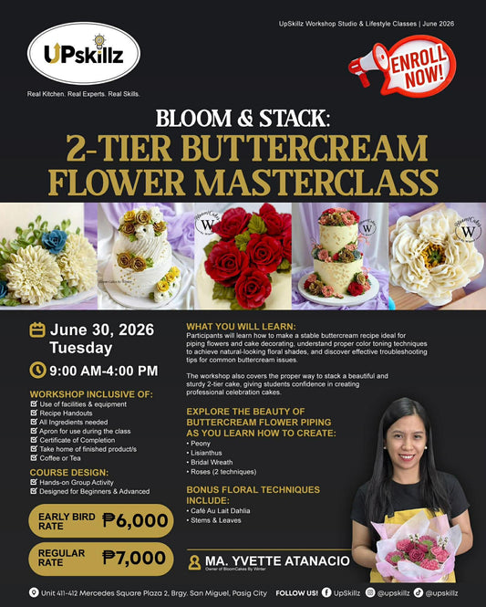 2 Tier Buttercream Flower Masterclass - June 30