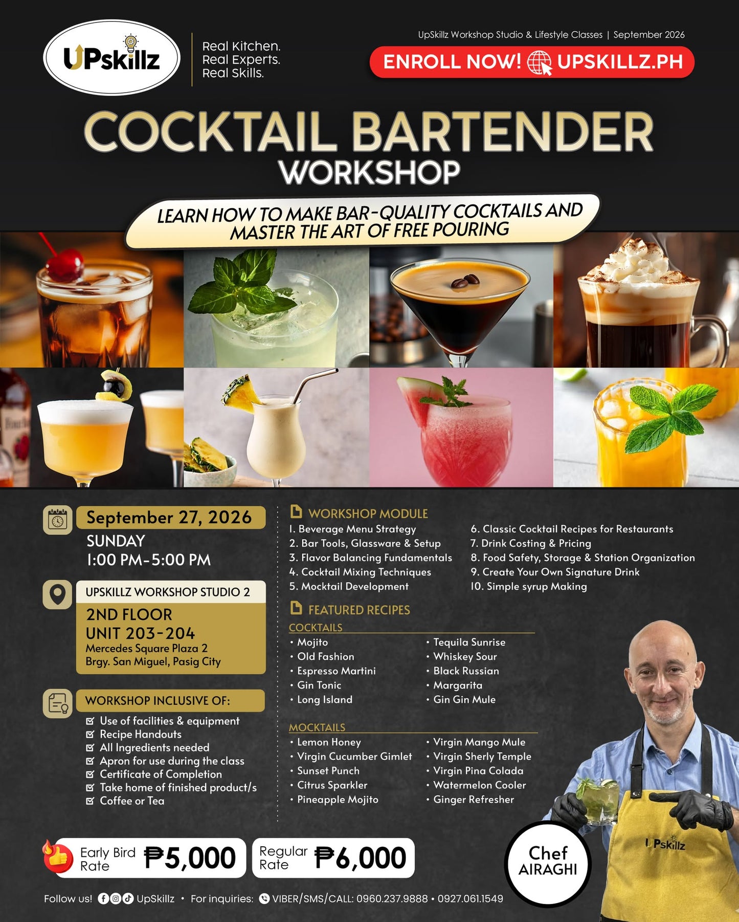 Cocktail Bartender Workshop - Sept 27