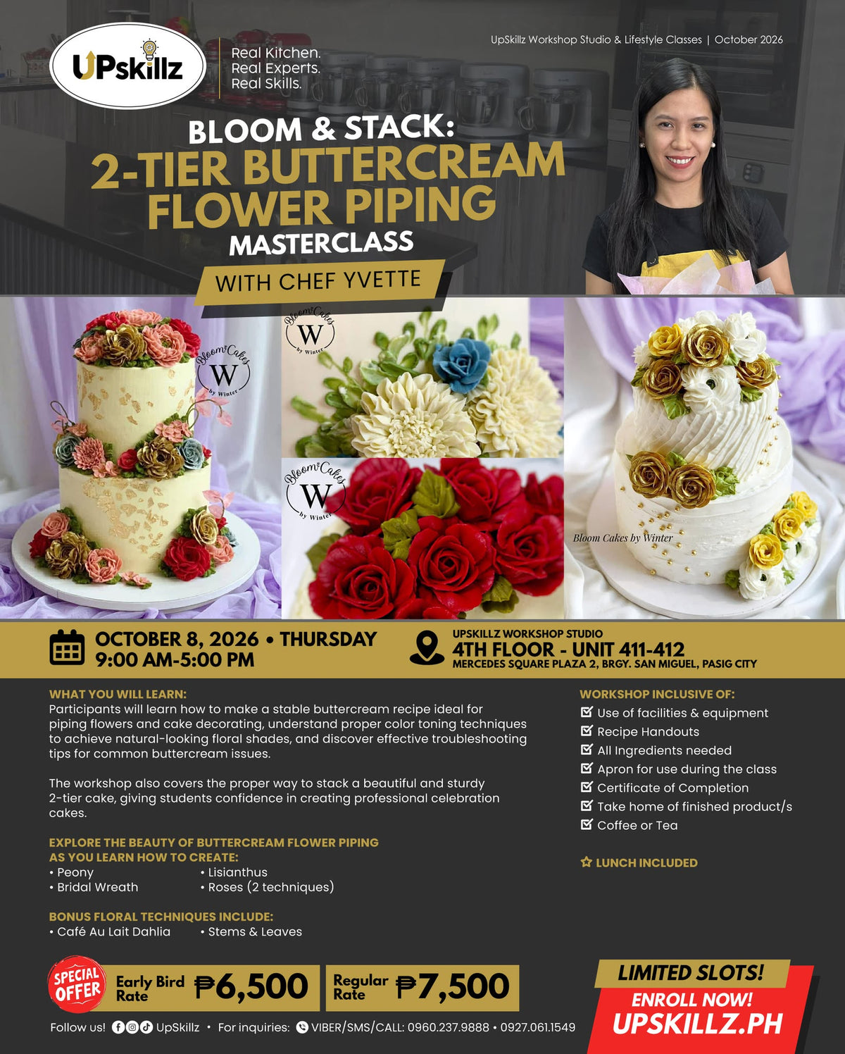 2 Tier Buttercream Flower Masterclass - Oct. 8