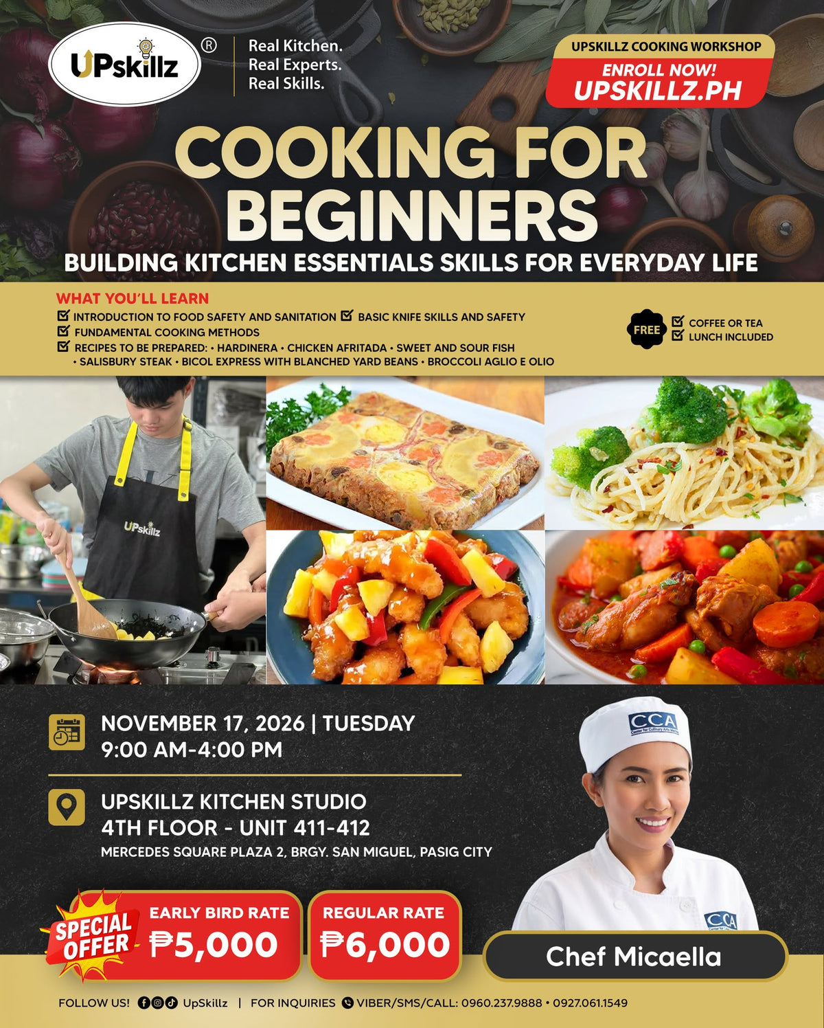 Cooking for Beginners at Upskillz - Nov. 17