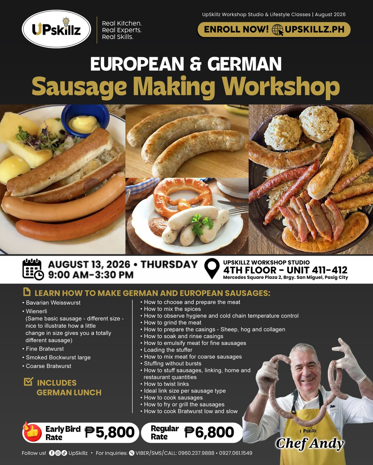 European & German Sausage Making Class - Aug 13