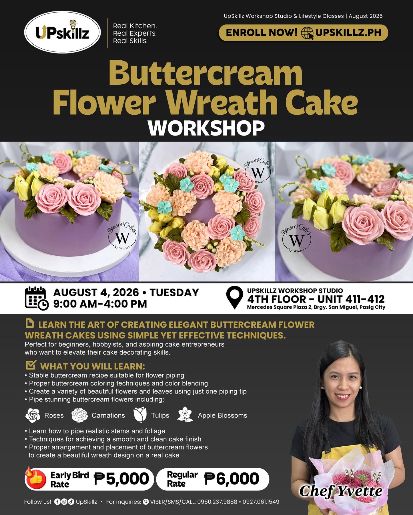 Buttercream Flower Piping Wreath Cake - Aug 4