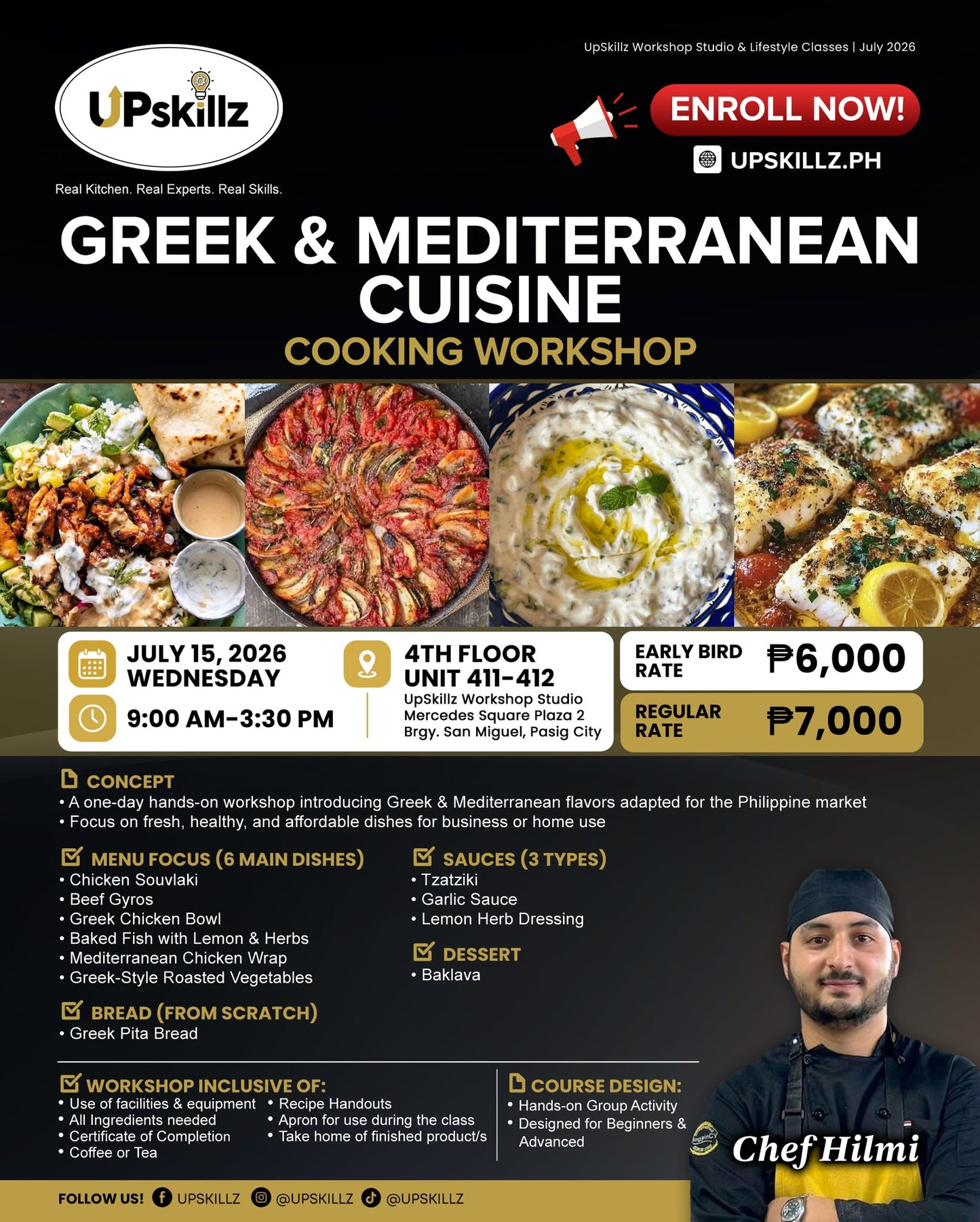 Greek and Mediterranean Cuisine Cooking Class - July 15