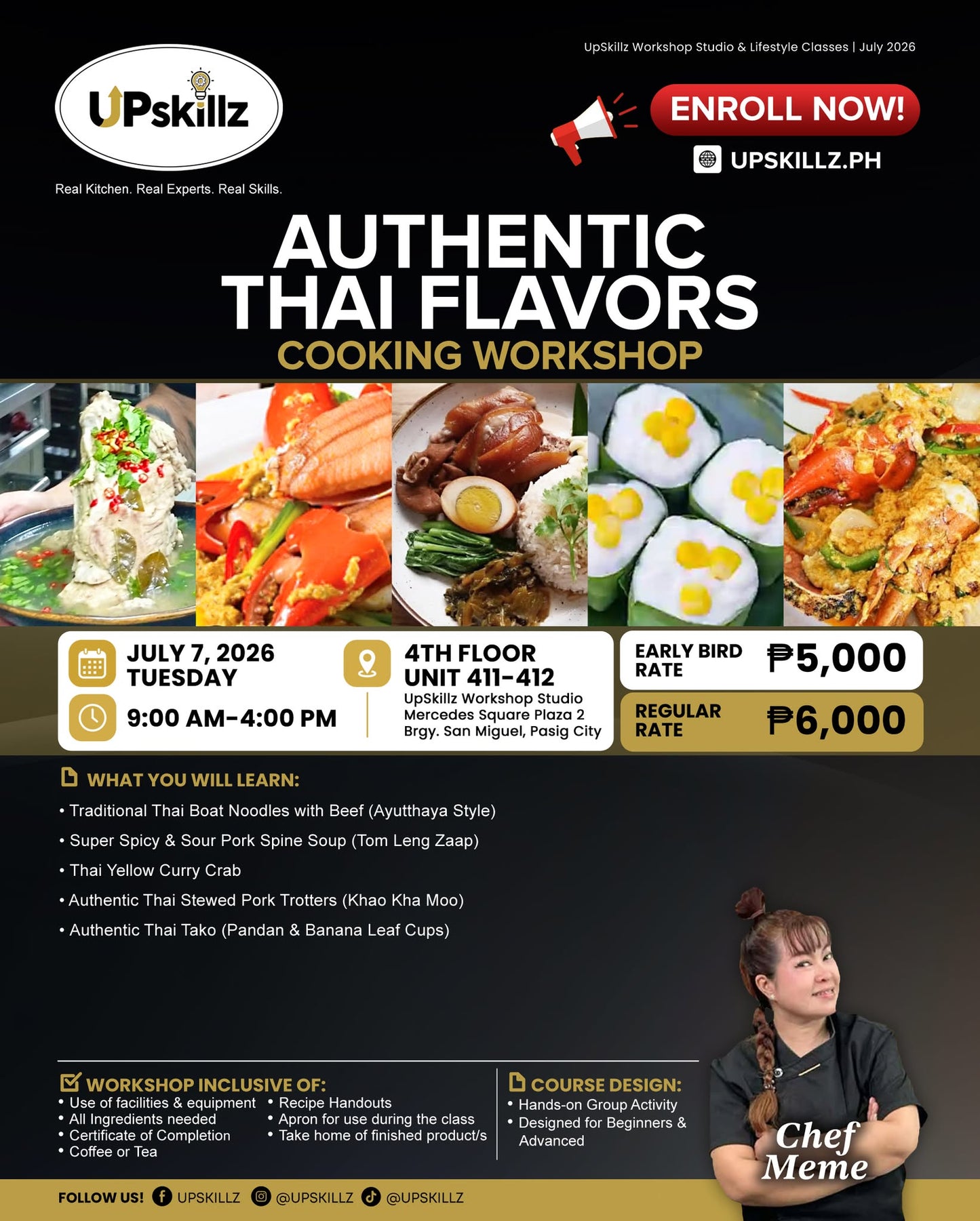 Authentic Thai Dish Cooking Workshop - July 7