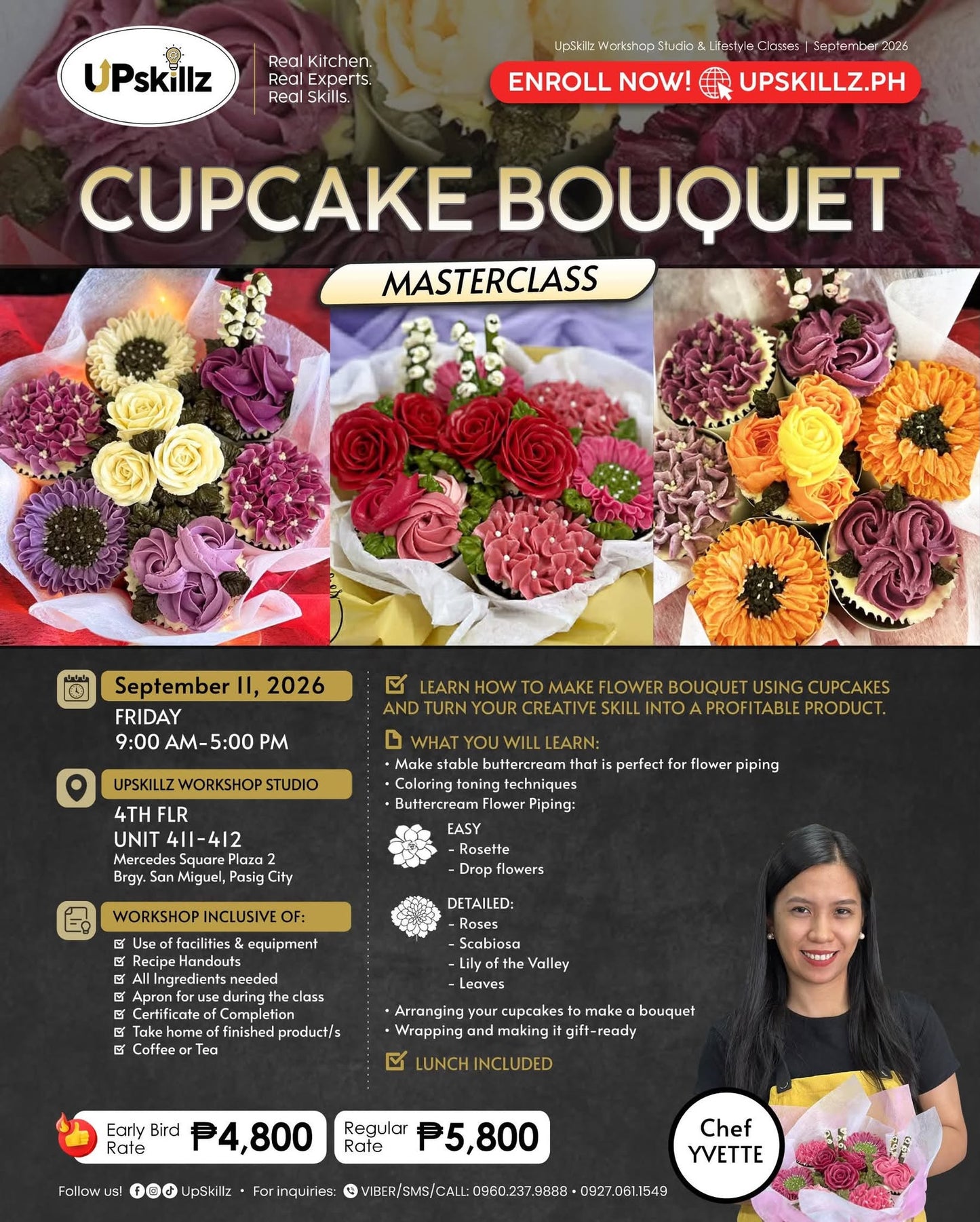 Flower Piping Class - Cupcake Bouquet Masterclass - Sept 11